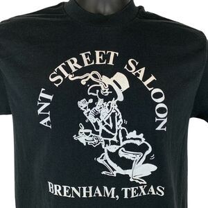 Vintage 80s Ant Street Saloon T Shirt Brenham Texas Bar USA Made Black S Small